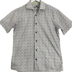 $149 Bertigo Short Sleeve Cotton Lycra Shirt Black/White‎ Faces Medium